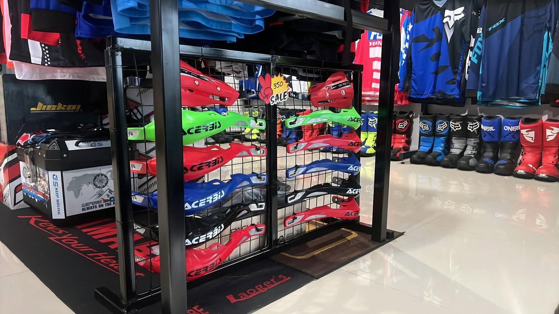 Acerbis handguards on display rack